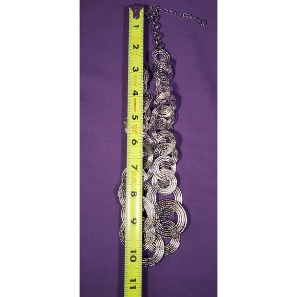 Cato "C Est. 1946" Silver Tone Ring Necklace, Graduating Linked Swirl Rings, NWT - Picture 9 of 14